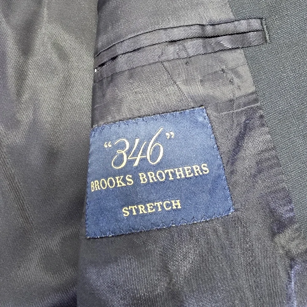 346 Brooks Brothers Stretch Dark Blue Wool Blend Suit Office Mens Size 42 Long